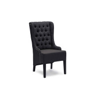 Baxton Studio TSF-8124-Grey Chair Vincent Button-Tufted Chair with Silver Nail heads Trim